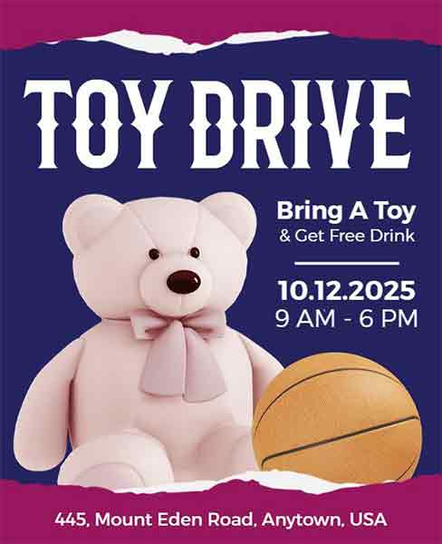 Bold Typography Toy Drive Flyer Template