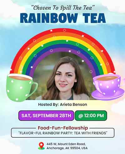 Stylish Rainbow Tea Party Event Flyer Template