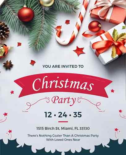 Realistic Christmas Party Flyer Template