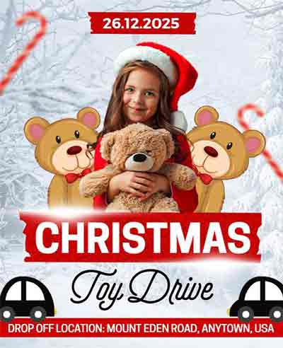 Realistic Christmas Toy Drive Flyer Template