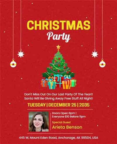 Simple Christmas Party Flyer Template