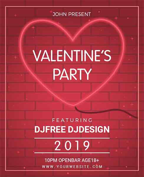 Gradient Valentine Party Flyer Template