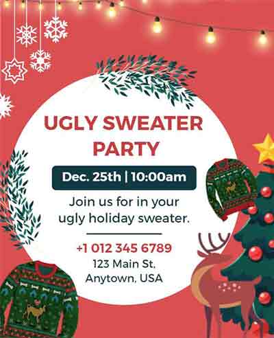 Elegant Ugly Sweater Party Flyer Template