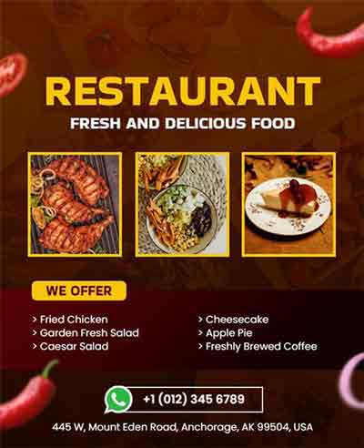 Gradient Restaurant Fresh and Delicious Food Flyer Template