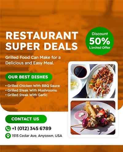 Abstract Restaurant Super Deals Flyer Template