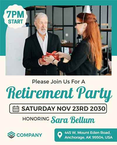 Abstract Retirement Party Business Invitation Flyer Template