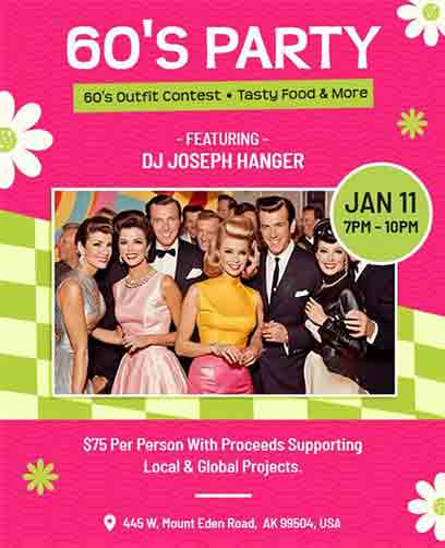 Retro 60s Party Flyer Template