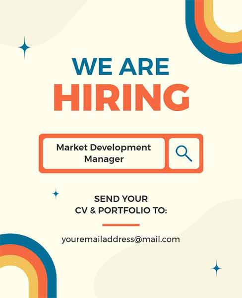 Retro Groovy We Are Hiring Manager Flyer Template