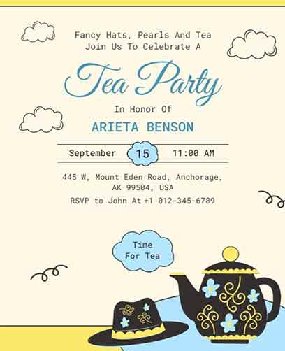 Retro Hat and Tea Party Flyer Template