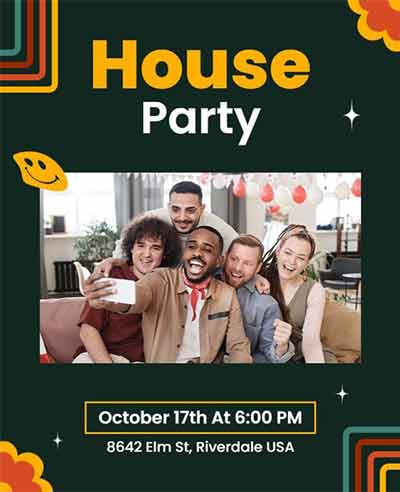 Retro House Party Flyer Template