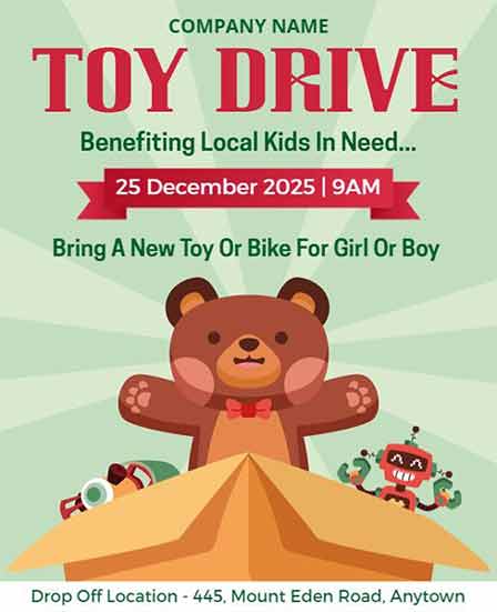 Retro Toy Drive Flyer Template