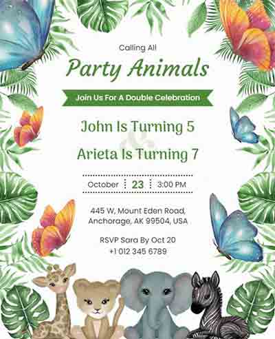 Safari Birthday Party Flyer Template
