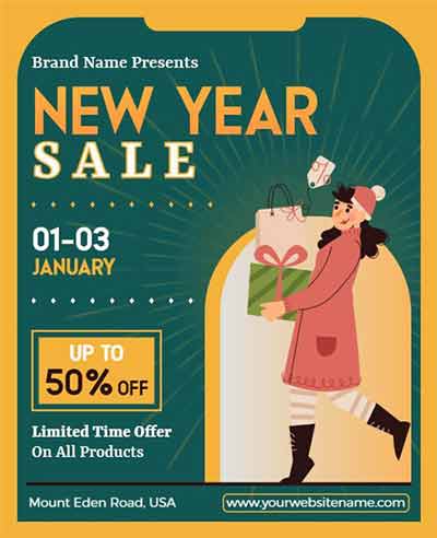 Illustrative New Year Sale Flyer Template