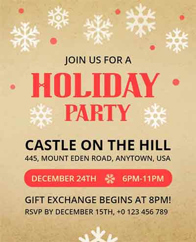 Bold Typography Holiday Party Flyer Template