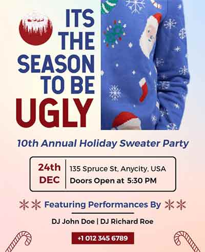 Pastel Season to Be Ugly Sweater Flyer Template
