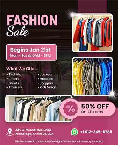 Artistic Seasonal Fashion Sale Discount Flyer Template