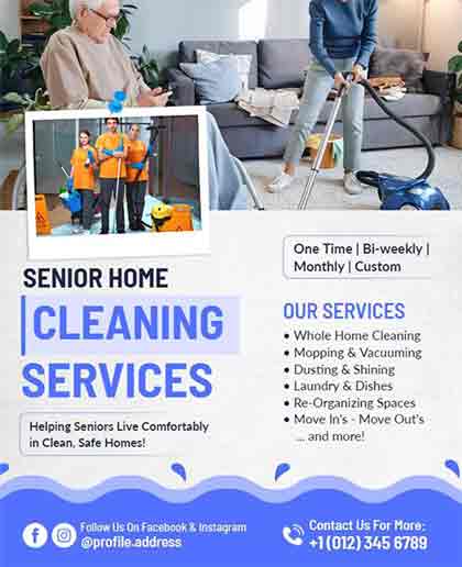 Abstract Senior Home Cleaning Services Flyer Template
