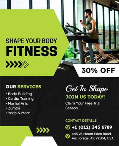 Geometric Shape Your Body Fitness Flyer Template