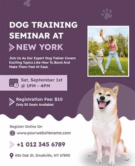 Simple Dog Training Seminar Flyer Template