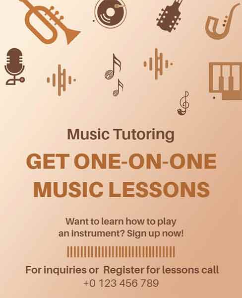 Simple Music Lessons Tutoring Flyer Template