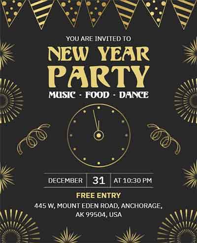 Simple New Year Party Flyer Template