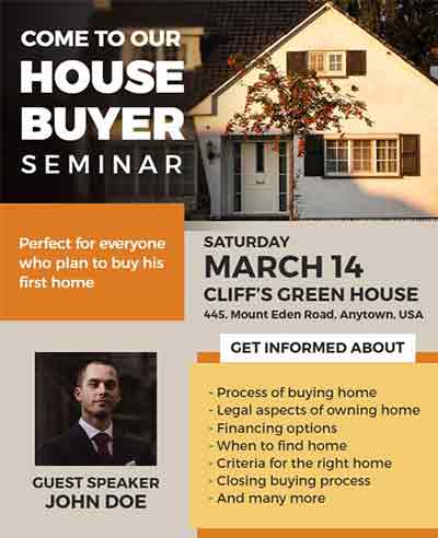 Photo Frame House Buyer Seminar Flyer Template