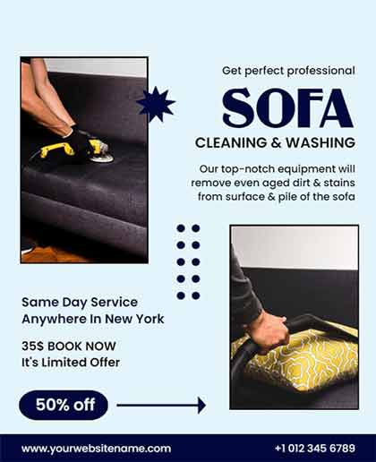 Vector Sofa Cleaning and Washing Service Flyer Template