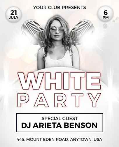 Sparkling Light DJ White Party Flyer Template