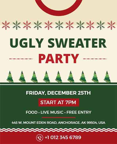 Stylish Ugly Sweater Party Flyer Template