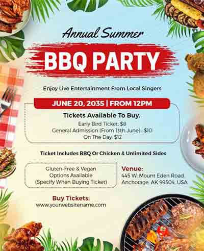 Artistic Summer BBQ Party Flyer Template