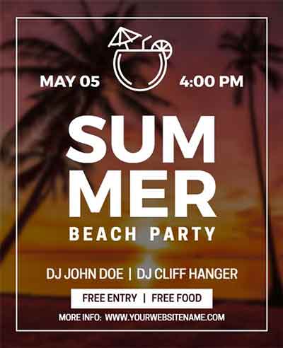Blurry Summer Beach Party Flyer Template