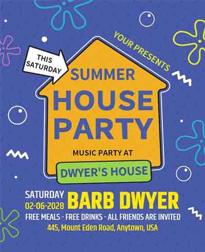 Minimal Summer House Party Flyer Template