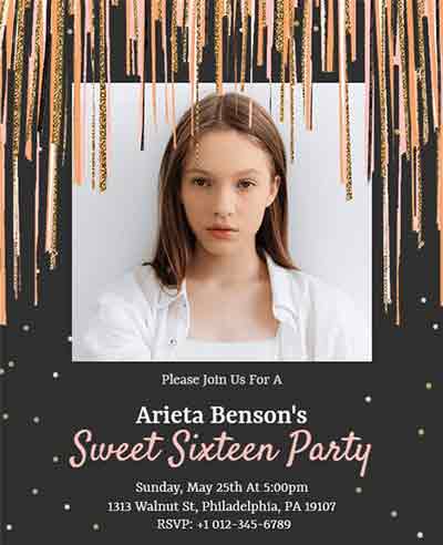 Elegant Sweet 16 Birthday Party Flyer Template