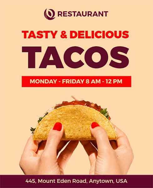 Typography Tasty Delicious Tacos Restaurant Flyer Template