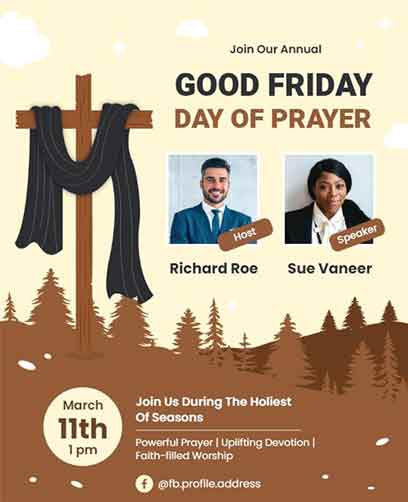 Trendy Good Friday Day of Prayer Flyer Template