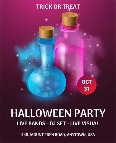 Gradient Trick or Treat Halloween Party Flyer Template