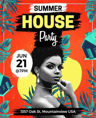 Tropical Summer House Party Flyer Template
