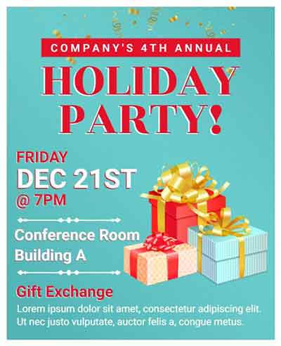 Typography Holiday Party Flyer Template