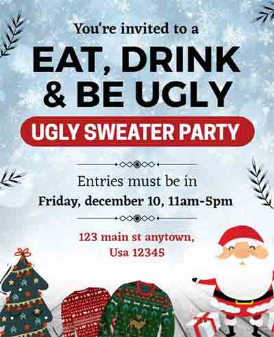 Realistic Ugly Sweater Party Flyer Template