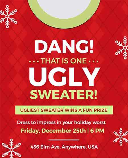 Simple Ugly Sweater Party Flyer Template