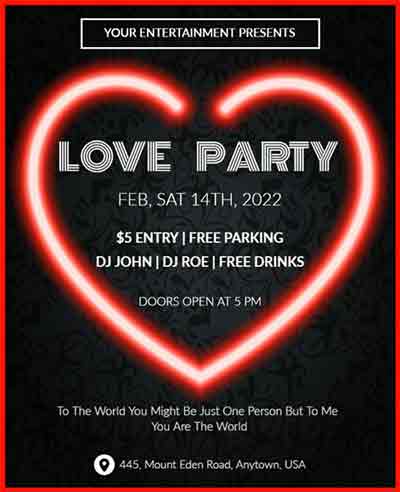 Elegant Valentine's Day Love Party Flyer Template