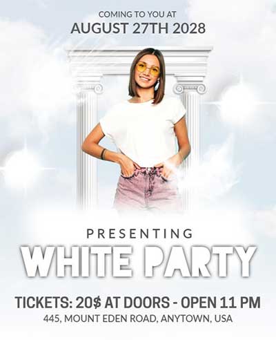 Vector All-White Party Flyer Template