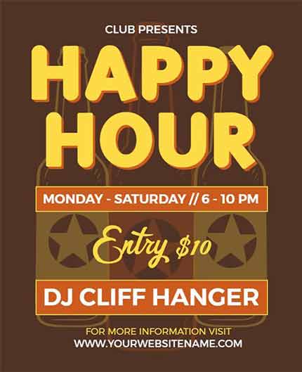 Vintage Happy Hour Flyer Template