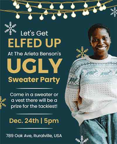Green Vintage Ugly Sweater Party Flyer Templates