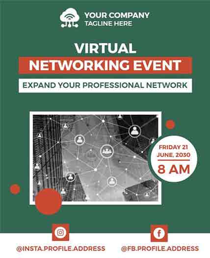 Photo Frame Virtual Networking Event Flyer Template