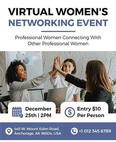 Abstract Virtual Women's Networking Event Flyer Template