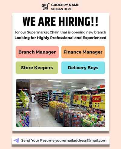 Frame Grocery Staff Hiring Flyer Template