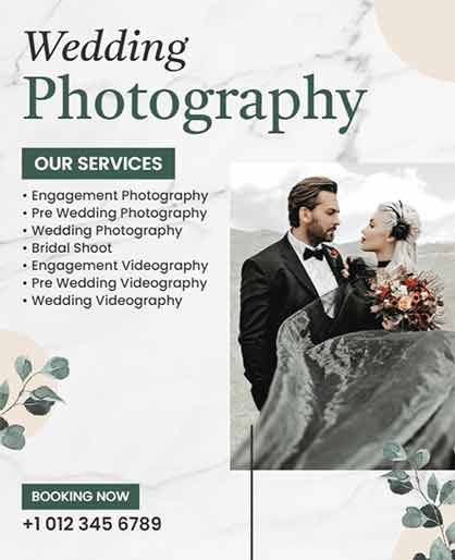 Floral Wedding Photography Flyer Template