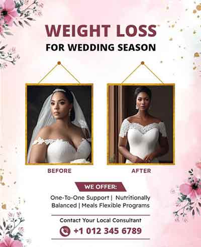 Floral Weight Loss for Wedding Season Flyer Template