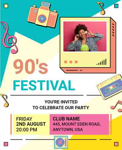 Minimal 90s Party Flyer Template